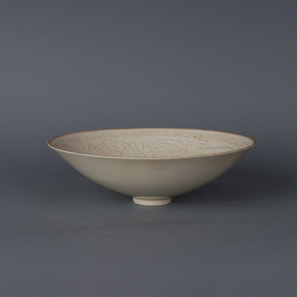Song Kiln Dragon Phoenix Bowl Antique Porcelain Carved Bamboo Hat Collectible