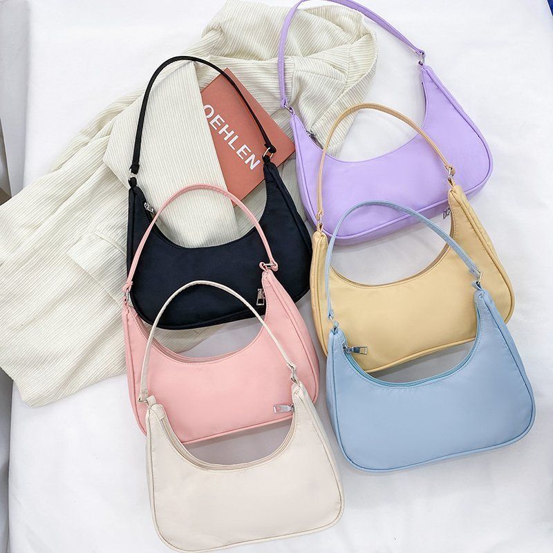 Nylon Underarm Shoulder Purse Canvas Small Shoulder Bag Clutch Handbag Polyester