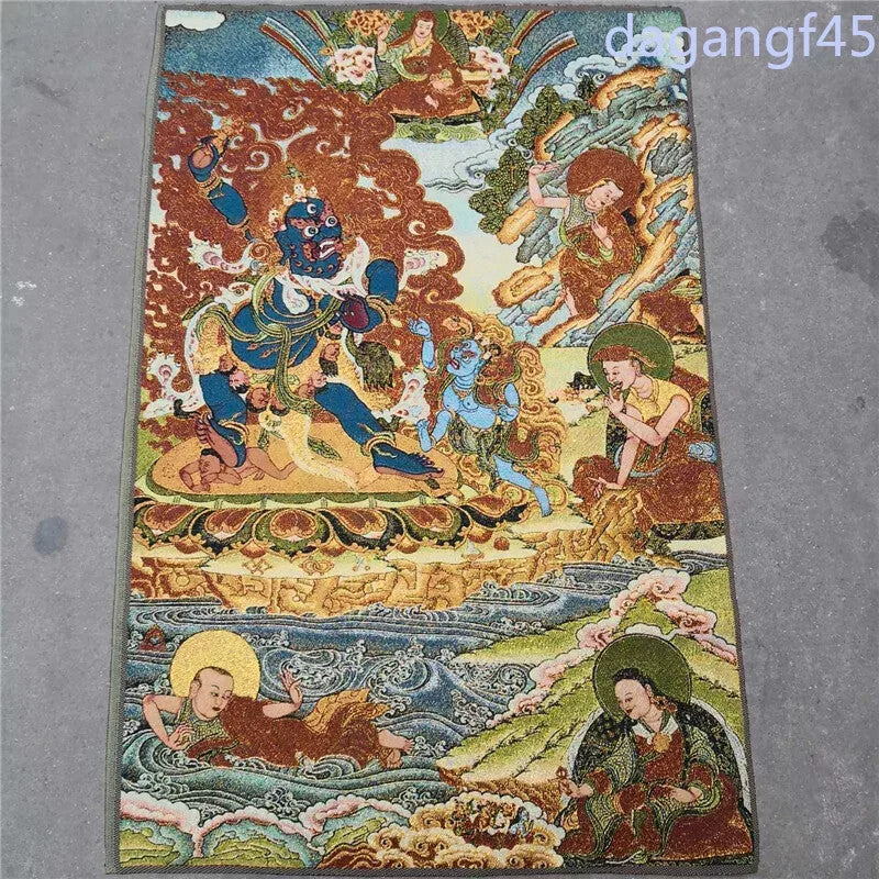 Tibetan Tangka Buddha Statue Nepalese Painting Silk Embroidery Brocade Painting