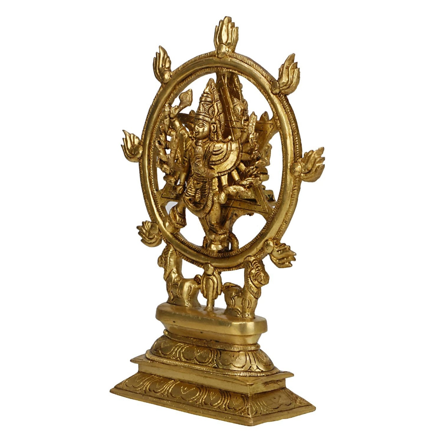 Hindu God Brass Lord Vishnu As Sudarshan & Narsimha Other Side Idol Figurines
