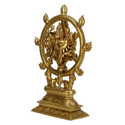 Hindu God Brass Lord Vishnu As Sudarshan & Narsimha Other Side Idol Figurines