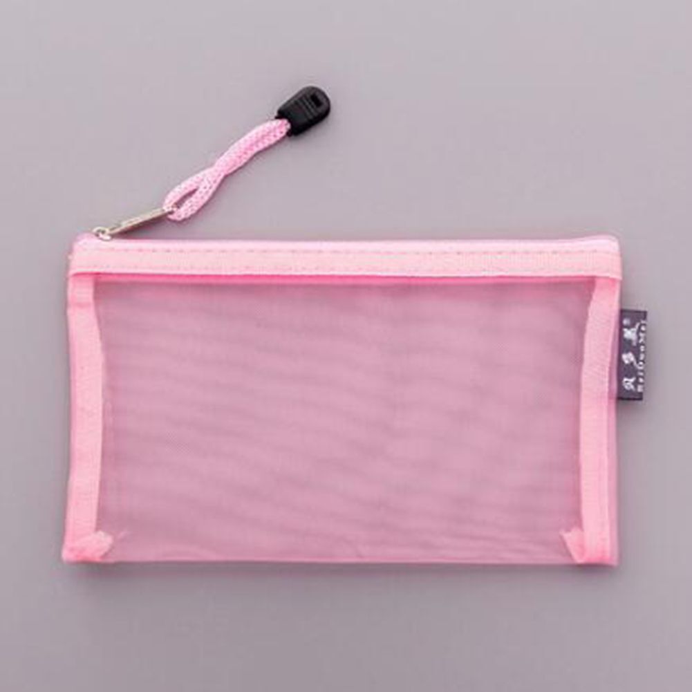 1Pc Transparent Grid Zipper Bag Pencil Case Storage Package 11*20CM PVC Cosmetic
