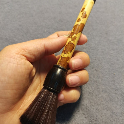 Natural Xiangfei Bamboo Tea Brush Vintage Ebony Inlay Teapot Cleaning Accessory