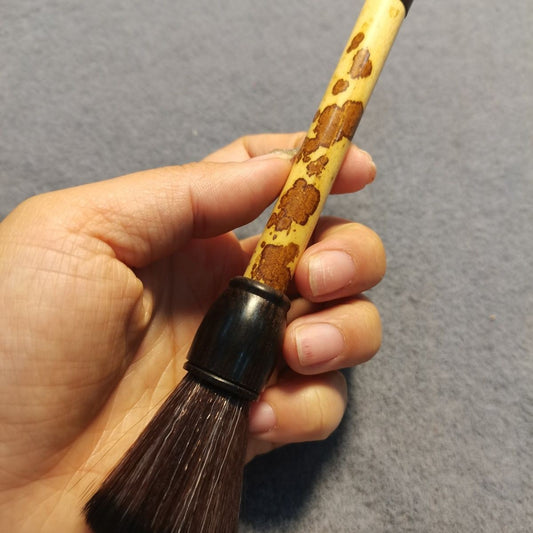 Natural Xiangfei Bamboo Tea Brush Vintage Ebony Inlay Teapot Cleaning Accessory