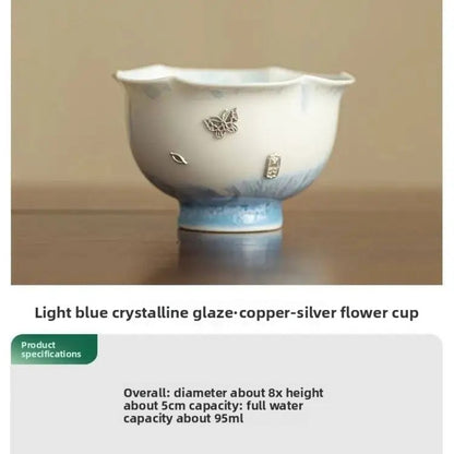 95ML Jingdezhen Crystalline Glaze Ceramic Tea Set Master Cup Tasting Tea Cup