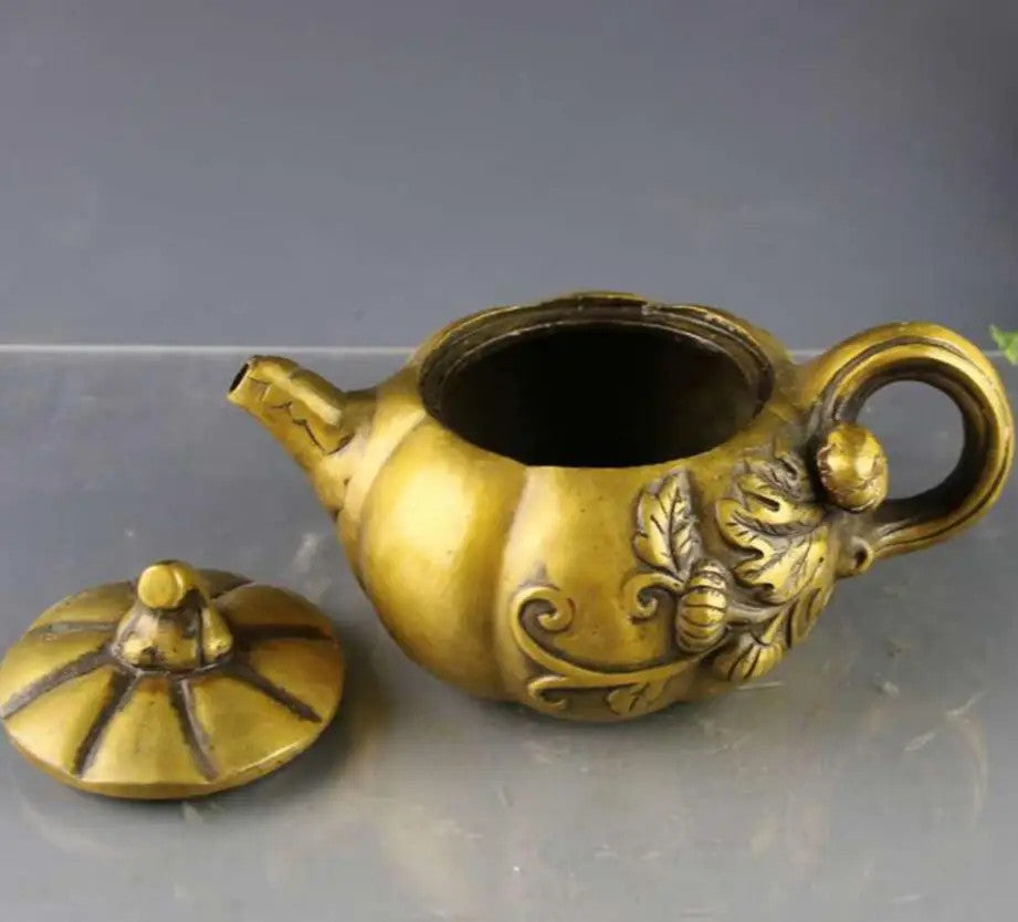 1pc Copper Pot Kettle Pumpkin Shaped Pot Household Gift Ornament