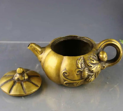 1pc Copper Pot Kettle Pumpkin Shaped Pot Household Gift Ornament