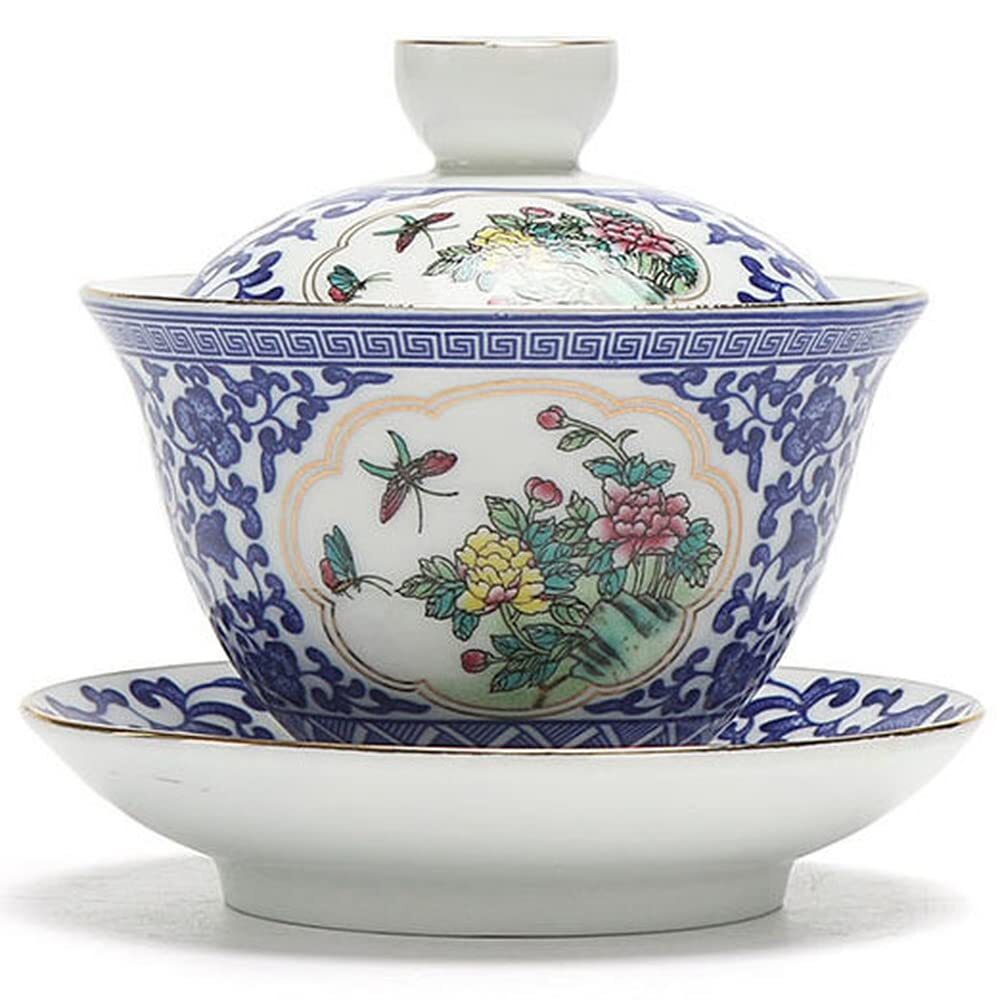 180ml Jingdezhen Blue Ceramic Gaiwan Kung Fu Tea Set Tea Cup Bowl Tea Tureen