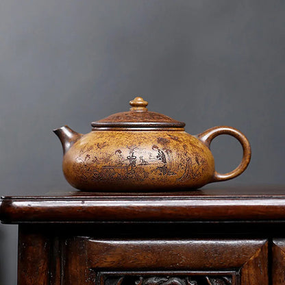 280ml Chinese Yixing Zisha Teapot Tea Infuser Kettle Hand-carved Teaware