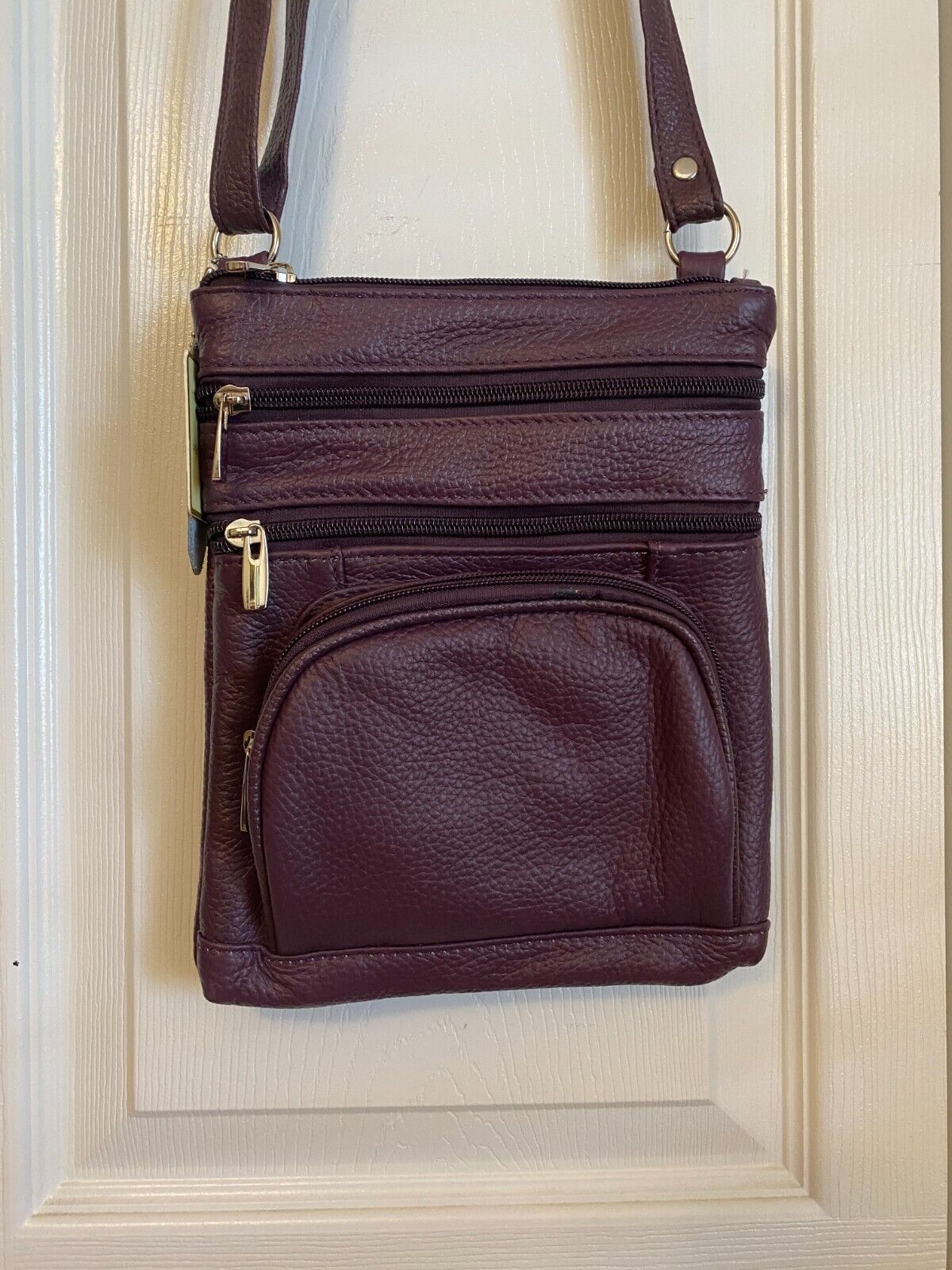 14 COLORS - Roma Leathers 6 Compartment 100% CROSSBODY LEATHER BAG 9.5" X 7.5"