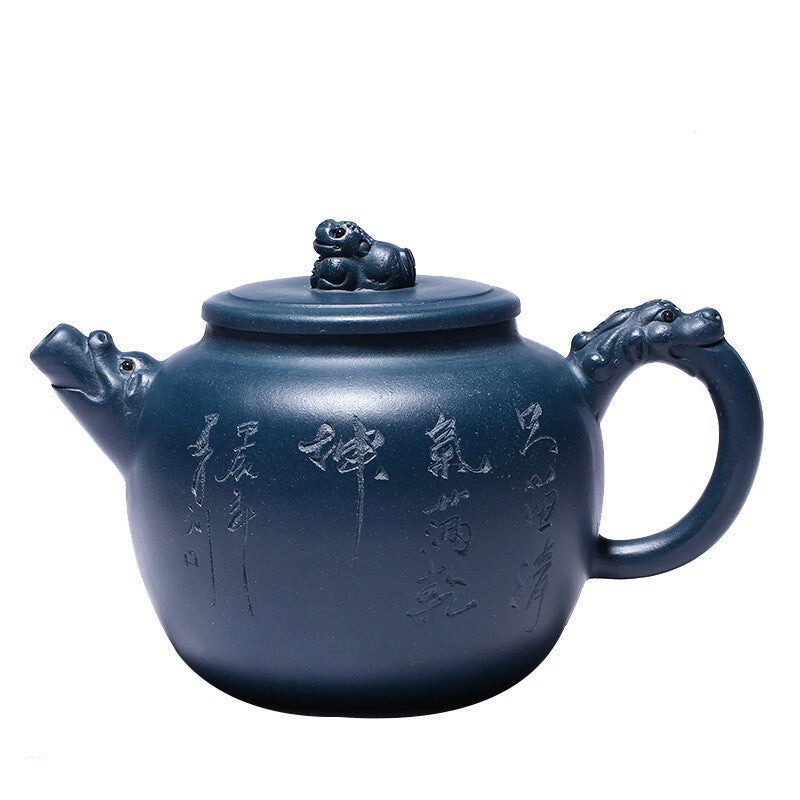 Collect Chinese Yixing Zisha Pottery Celeste Clay 350ML Auspicious Beast Teapot
