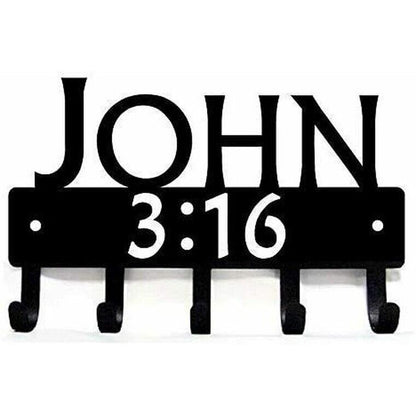 Wall Mounted Hook Up John 3:16 Bible Reference Christian Key Rack Decor