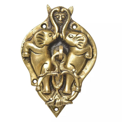 Antique Look Brass Demon face in Two elephant Trunk Door Knocker Door Bell