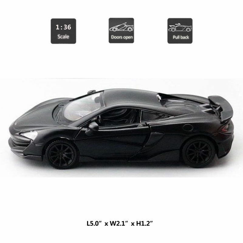 1/36 Scale McLaren 600LT Model Car Diecast Toy Vehicle for Boys Kids Gifts Black