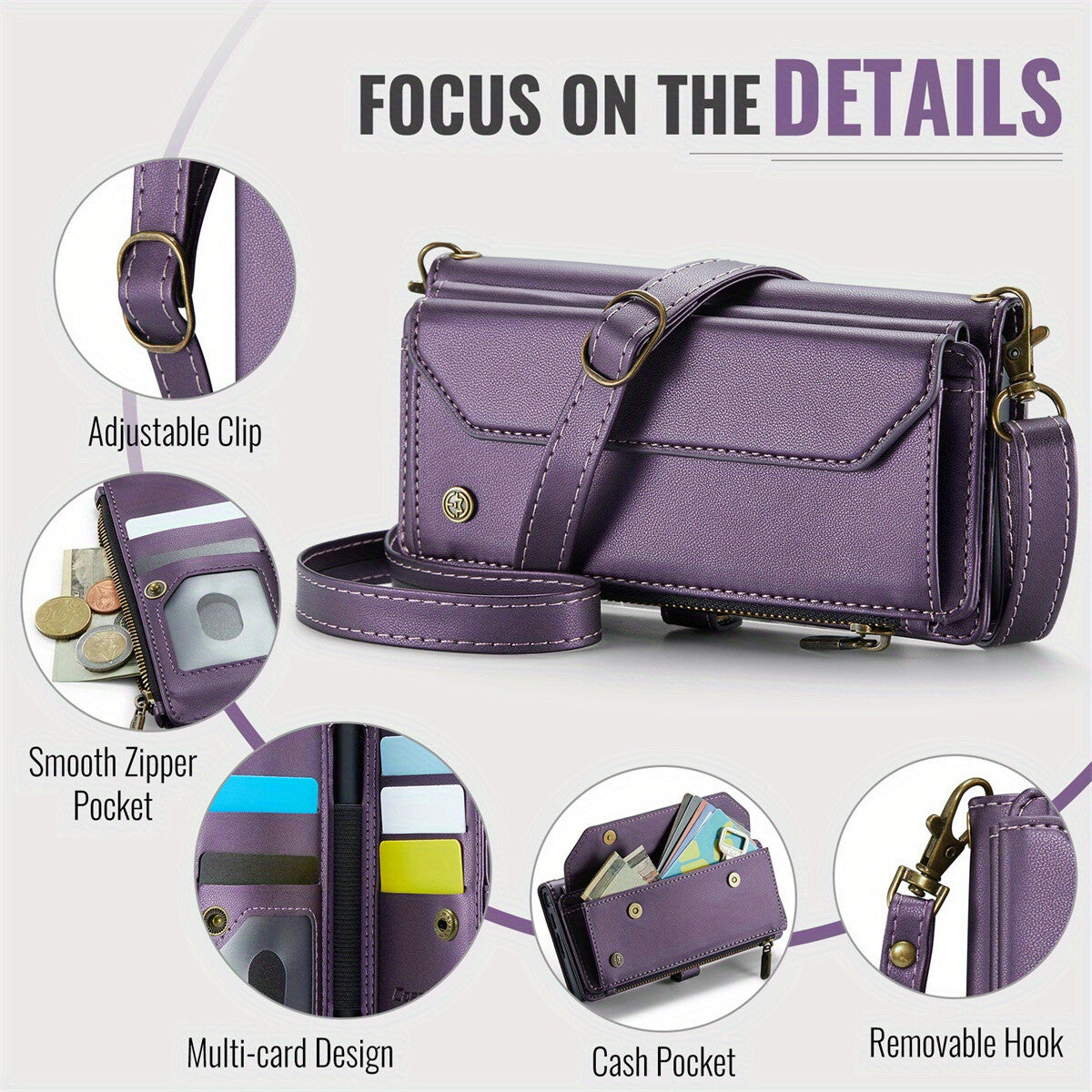 Crossbody for Samsung Galaxy Z Fold 6 Case Wallet Card Holder with Pen Slot
