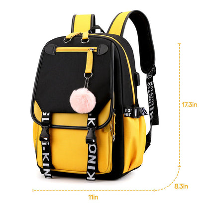 18.5" Large Girl School Backpack Bookbag Waterproof Laptop Travel Bag Rucksack