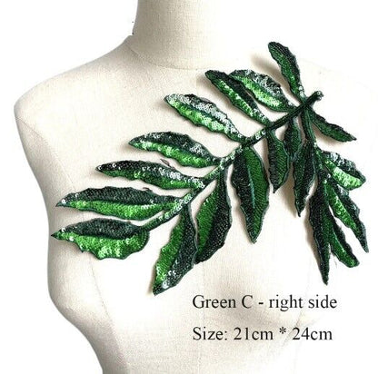 Clothing Applique Sew-On Patch Large Sequins Leaves Fashion DIY Jeans Decoration