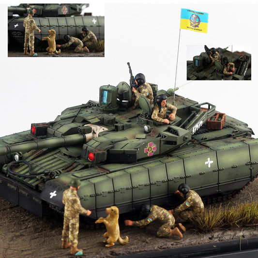 1/72 Ukrainian Crews Can Be Used With T84 5pcs Soldiers Cute Dogs Model No Tank