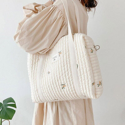 Embroidery Quilted Baby Bag Single Shoulder Bag Travel Outing Bag