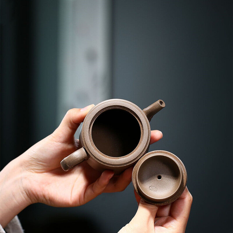 China Real Yixing Zisha Duan Clay Tea Pot Bamboo Carved 200ml Handmade Pot 6.8oz