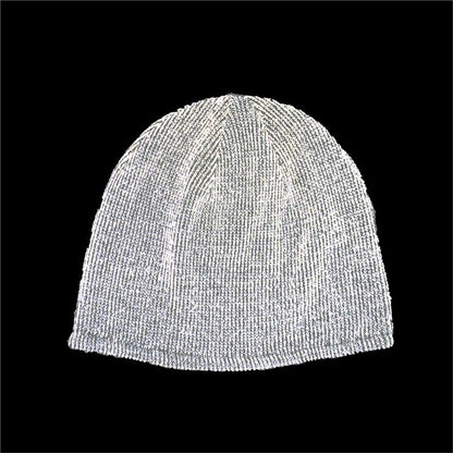 Reflective Beanie Hat Mens Womens Autumn Winter Warm Knitted Hats Bonnet Ski Cap