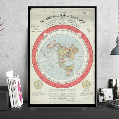 1892 Flat Earth Map Poster Prints Movie World Painting Art Wall Pictures 60x80cm