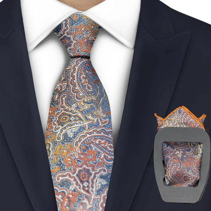 Men Necktie 2Pcs Jacquard Woven Paisley Tie Handkerchief Business Party Wear 7cm