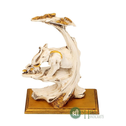 Polyresin Elephant Statue with Tree and Baby Idol Figurine Gifts for Home Decor
