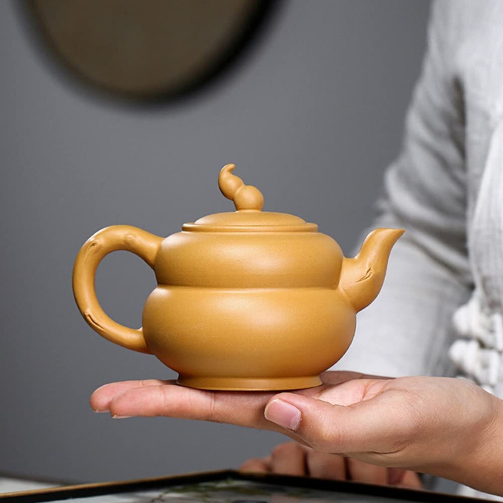 240ml Yixing Purple Sand Pot Handmade Gourd Teapot Household Kung Fu Tea Set