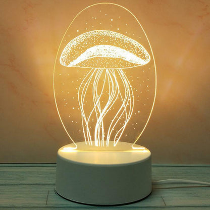 3D LED Night Light USB Chrome Small Table Lamp Hearts Novel Illusion Lamp Girl