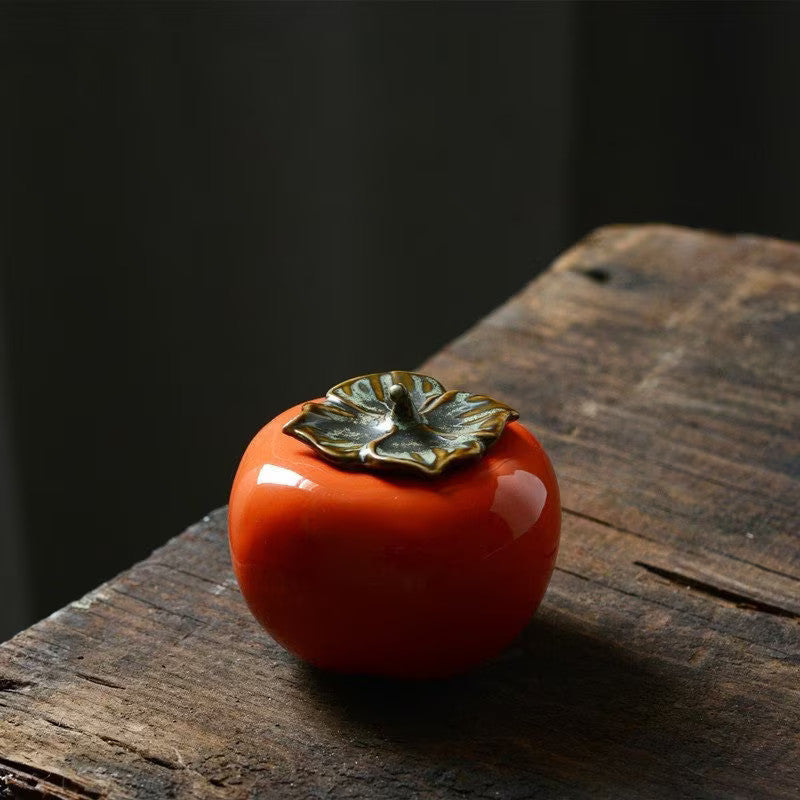 Small Persimmon ceramic Tea Caddies