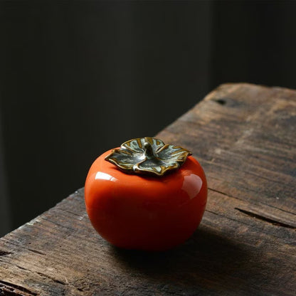 Small Persimmon ceramic Tea Caddies