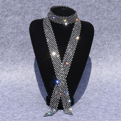 Men Ties Shiny Rhinestones Women Fashion Sequin Party Night Club Bar Accessories