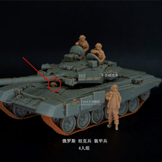 1/72 1/64 1/87 Russian Tank Crew Armored Troops 4-Persons Unpainted Model Toys