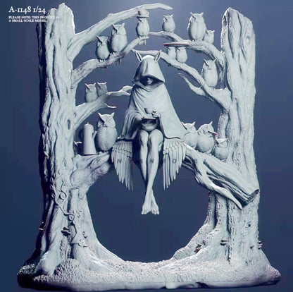 1/24 resin figures model The Girl Under the Wisdom Tree Unassembled