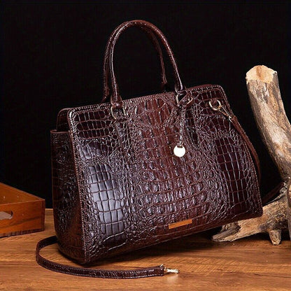 Crocodile Embossed Handbag Women's Fashion Leather Crossbody Bag Purse