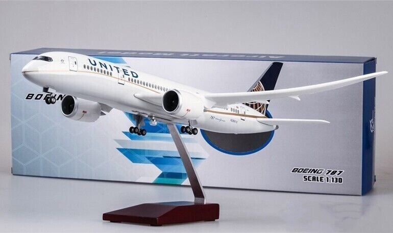 1:130 43CM UNITED BOEING 787 Passenger Plane Landing Gear Resin Aircraft Model