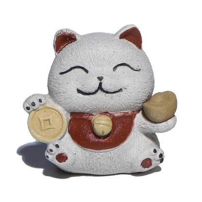 1Pc Chinese Yixing Purple Clay Fortune Cat Tea Pet Toys Tea Statue Ornaments
