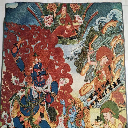 Tibetan Tangka Buddha Statue Nepalese Painting Silk Embroidery Brocade Painting
