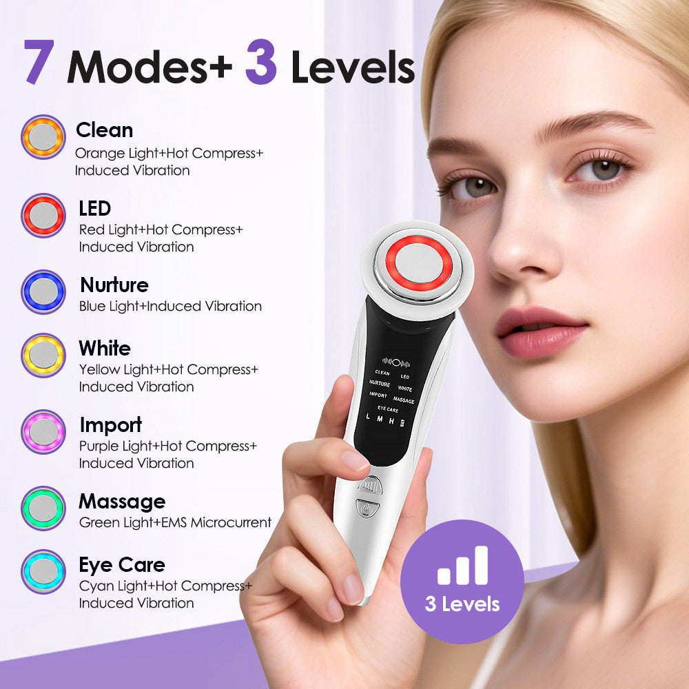 7in1 multifunctional facial massager, hot compress skincare device,facial skin