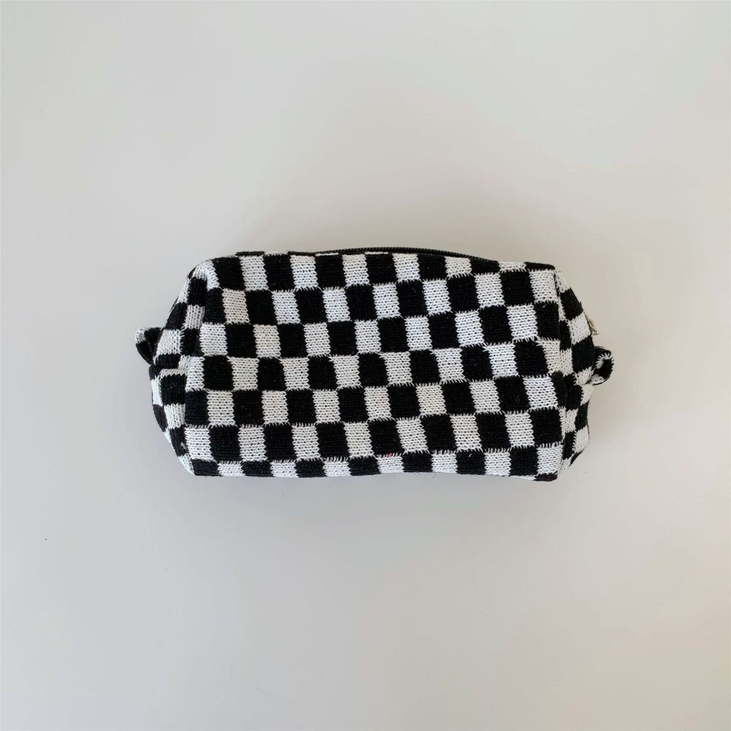 Lattice Cosmetic Bag Knitted Fabric Makeup Organizer Travel Toiletry Beauty Case