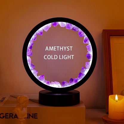Bedside Lamps LED Rechargeable Natural Quartz Amethyst Cluster Desk Night Lights