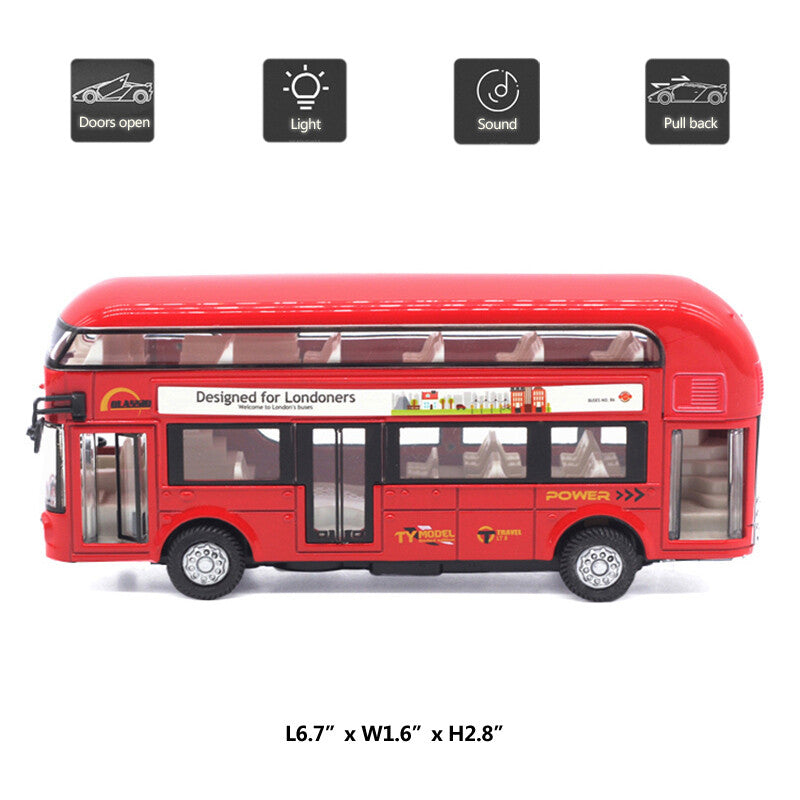 London Double Decker Bus Toy Metal Diecast Toy Vehicle Boys Toys for Kids Gifts