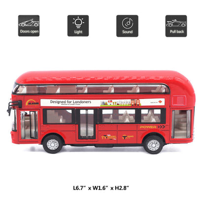 London Double Decker Bus Toy Metal Diecast Toy Vehicle Boys Toys for Kids Gifts