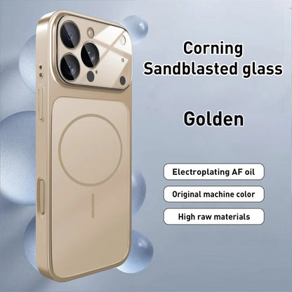 For iPhone 17 Pro Max/16/15 Matte Glass Phone Case Magnetic Hard Cover