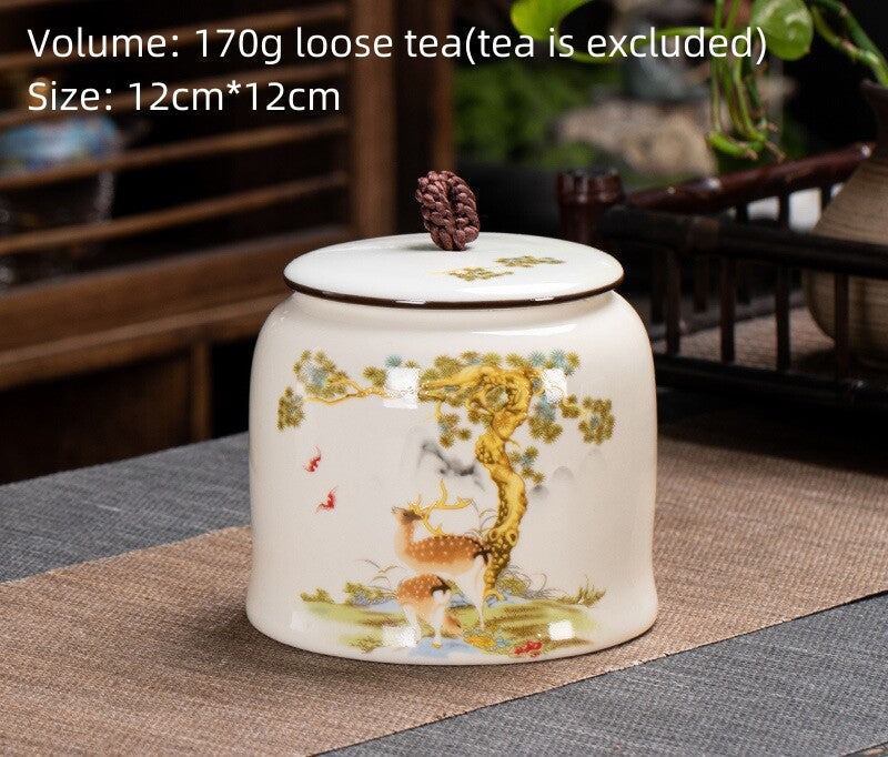 Chinese Canister Porcelain Jug With Lid Sealed For Loose Tea Small Size Ceramic
