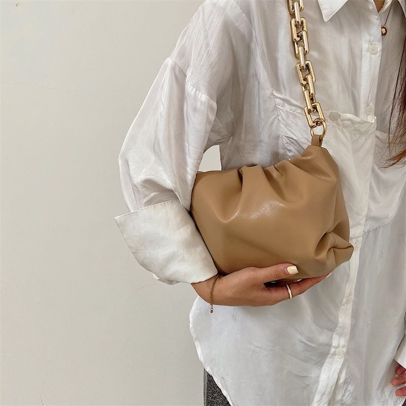 Handheld Shoulder Bag Thick Chain Wrinkled Cloud Pattern Crossbody Bags Handbags
