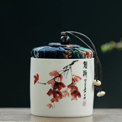 8cm Ceramics Tea Caddy Tieguanyin Storage Tank Portable Travel Tea Box Sealed