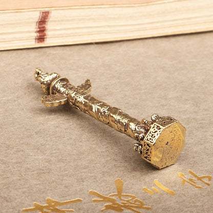2PCS Brass Huabiao Column Ornament Dragon Pillar Chinese Style Desktop Decor