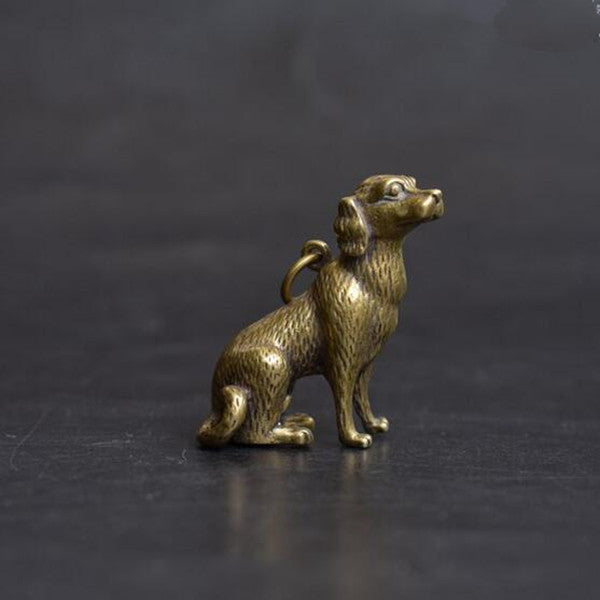 brass lucky Zodiac dog statue pendant Chinese Old Collectibles